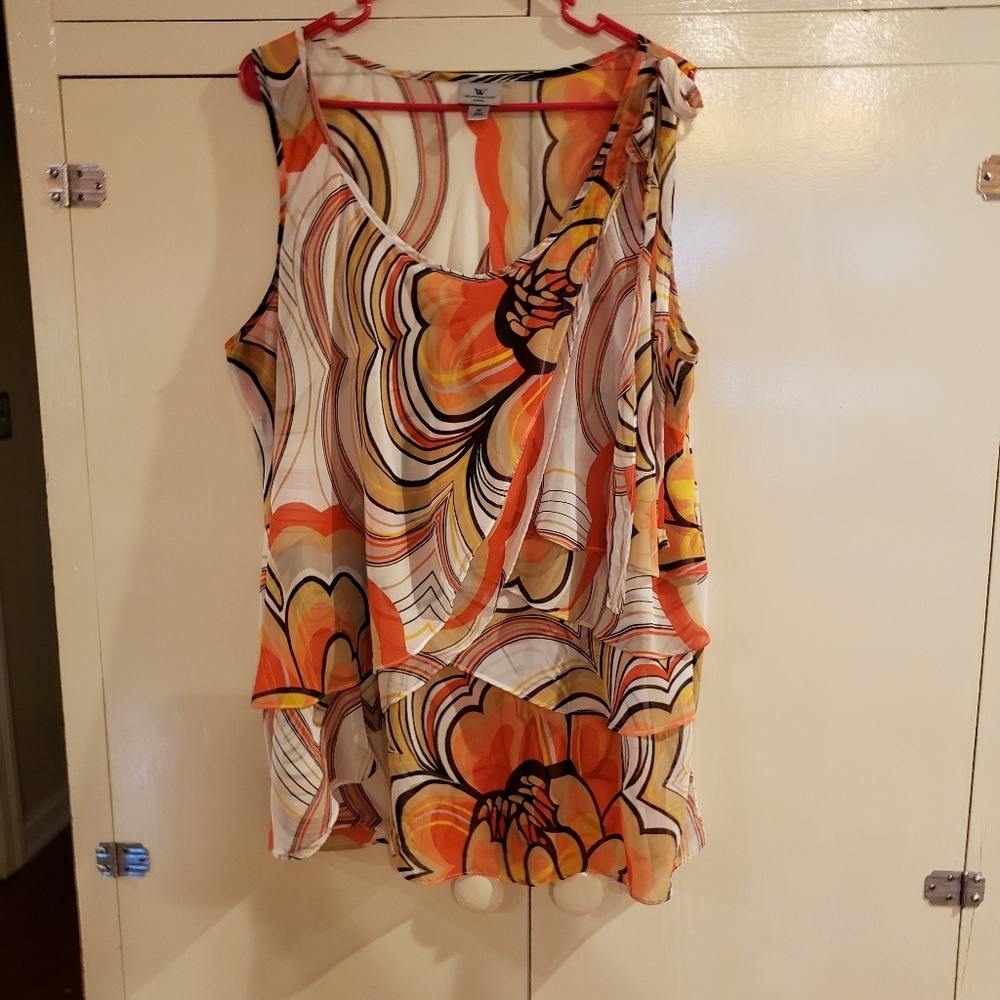 Sheer nylon blouse, NO STRETCH, sleeveless